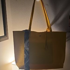 Yellow Tote Bag with Blue Accent